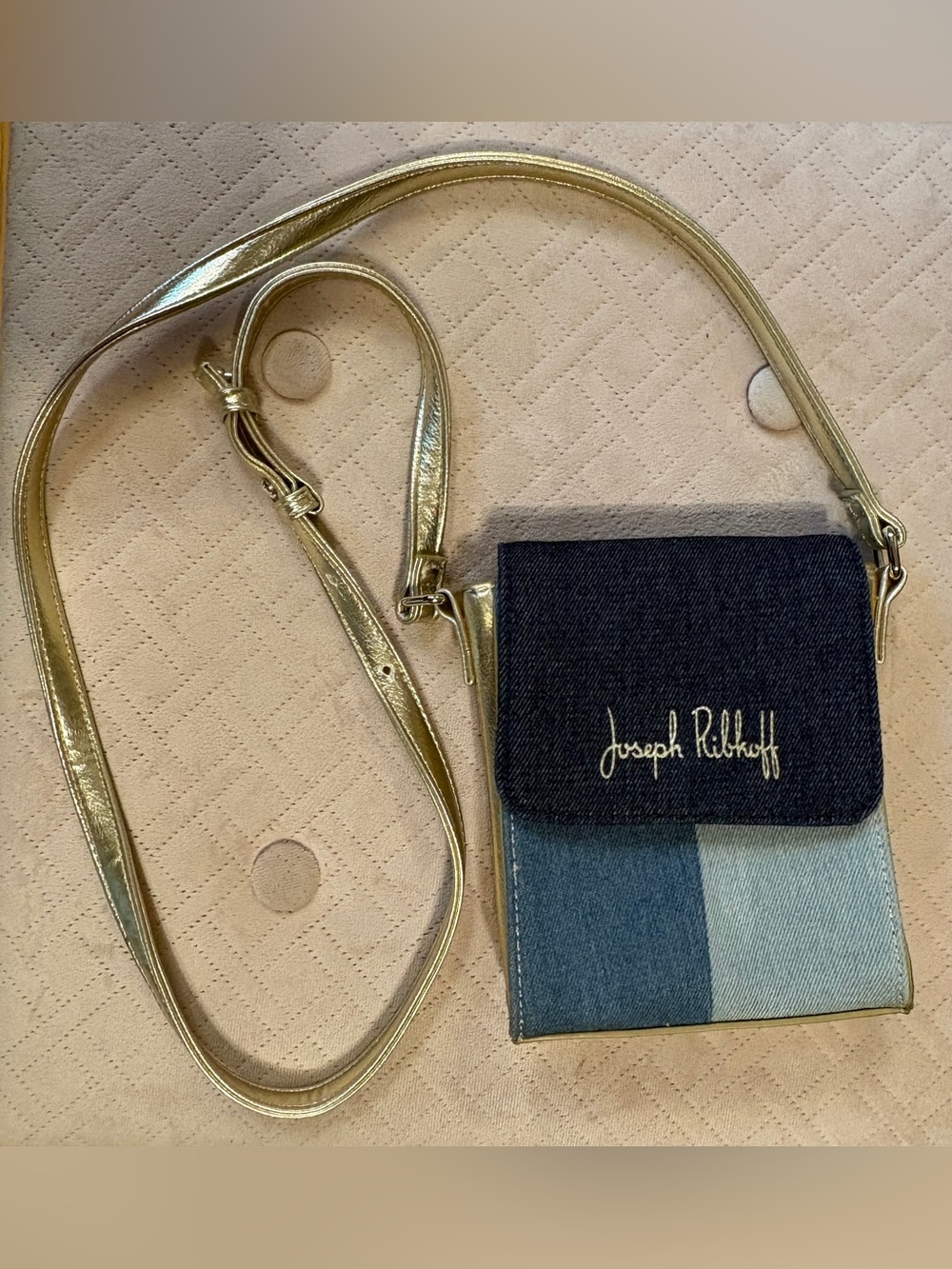 Joseph Ribkoff 3-Tone Denim & Gold Crossbody with Gold Strap